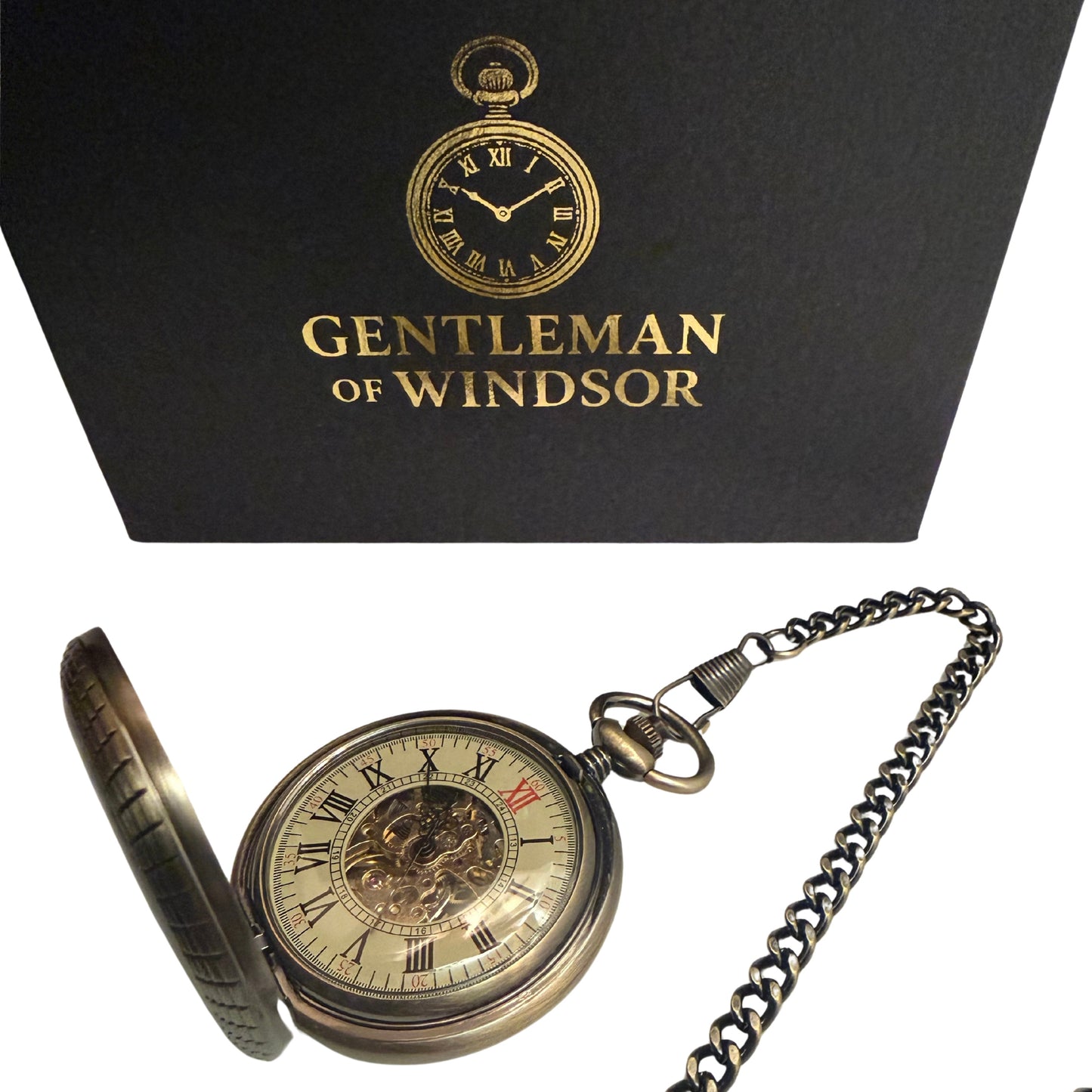 Alderwick Bronze Tone & Wood-Tone Pocket Watch