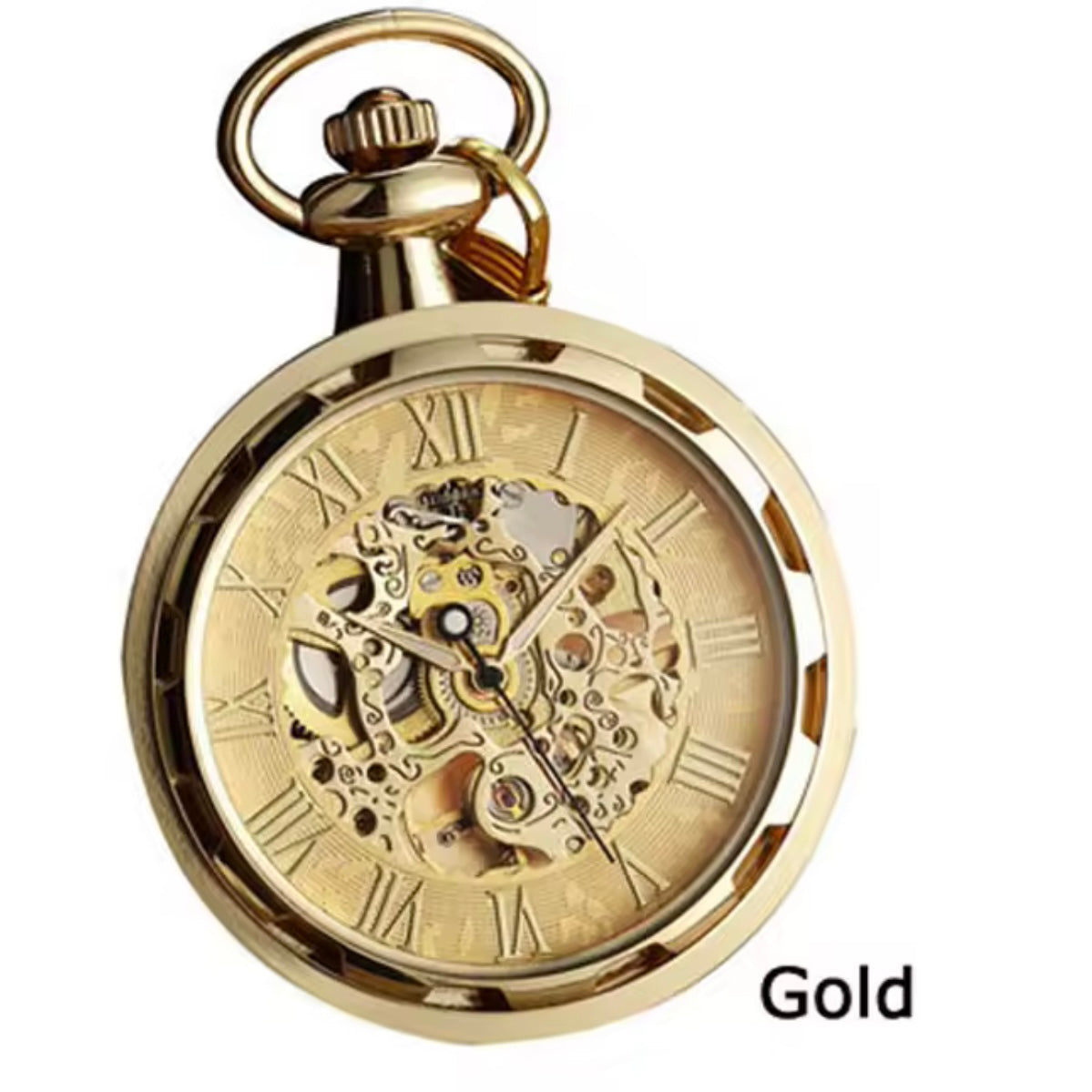 Luxury Golden Skeleton Steampunk Style Mechanical Pocket Watch