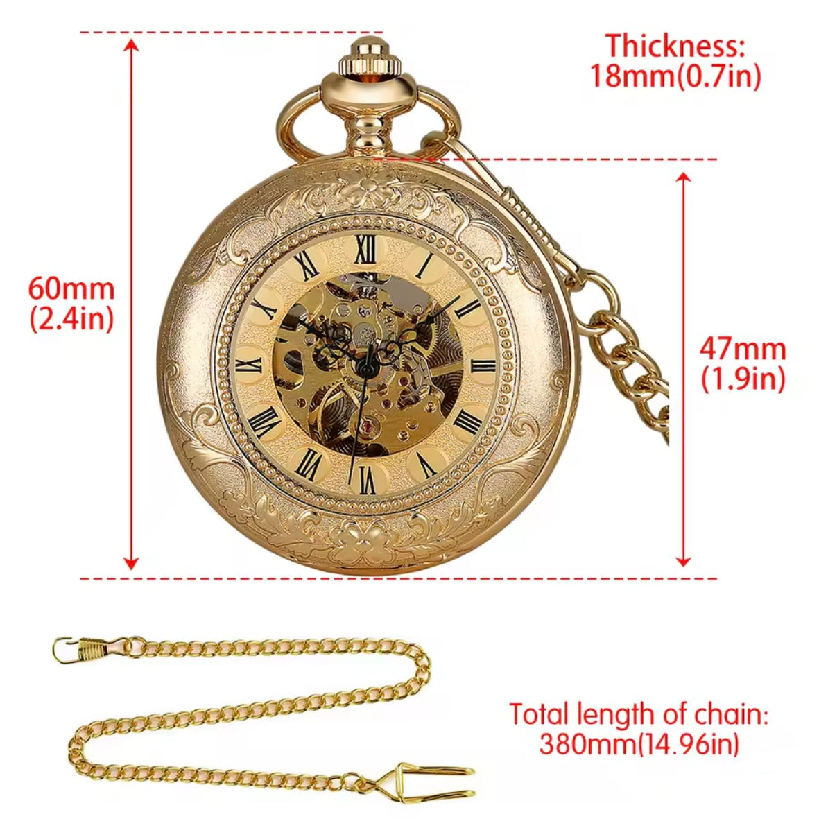 Golden Double Hunter Mechanical Pocket Watch