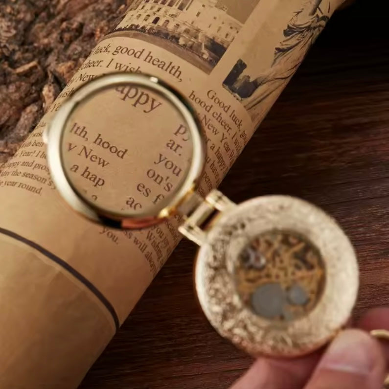 Golden Clear Cover Window Pocket Watch
