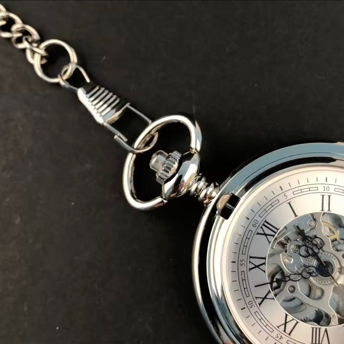 Floral White & Blue Pocket Watch