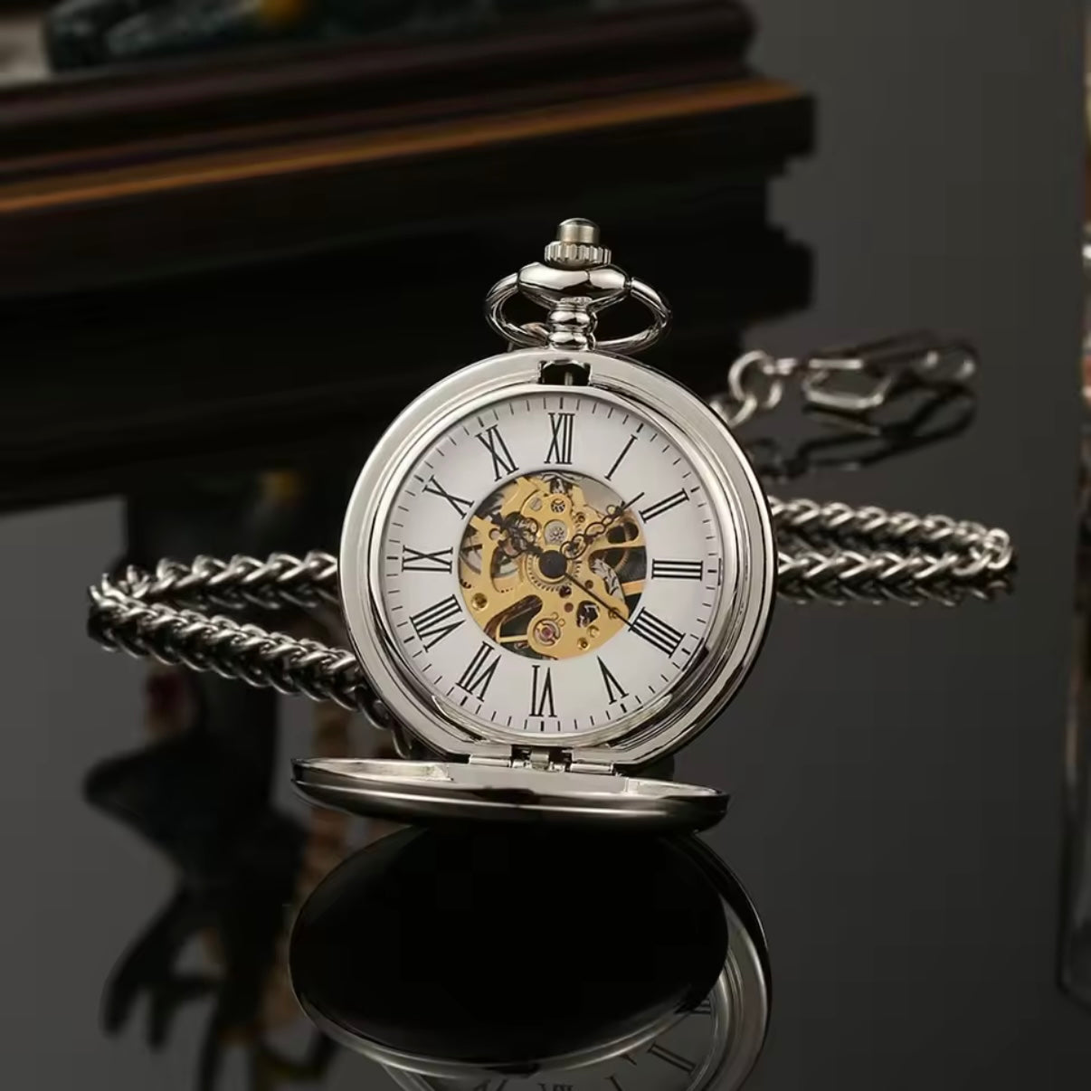 Silver Mechanical Pocket Watch