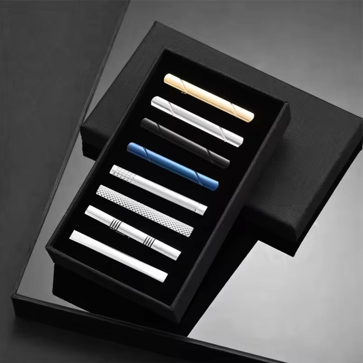 8-Piece Tie Clip Multiple Colour Set