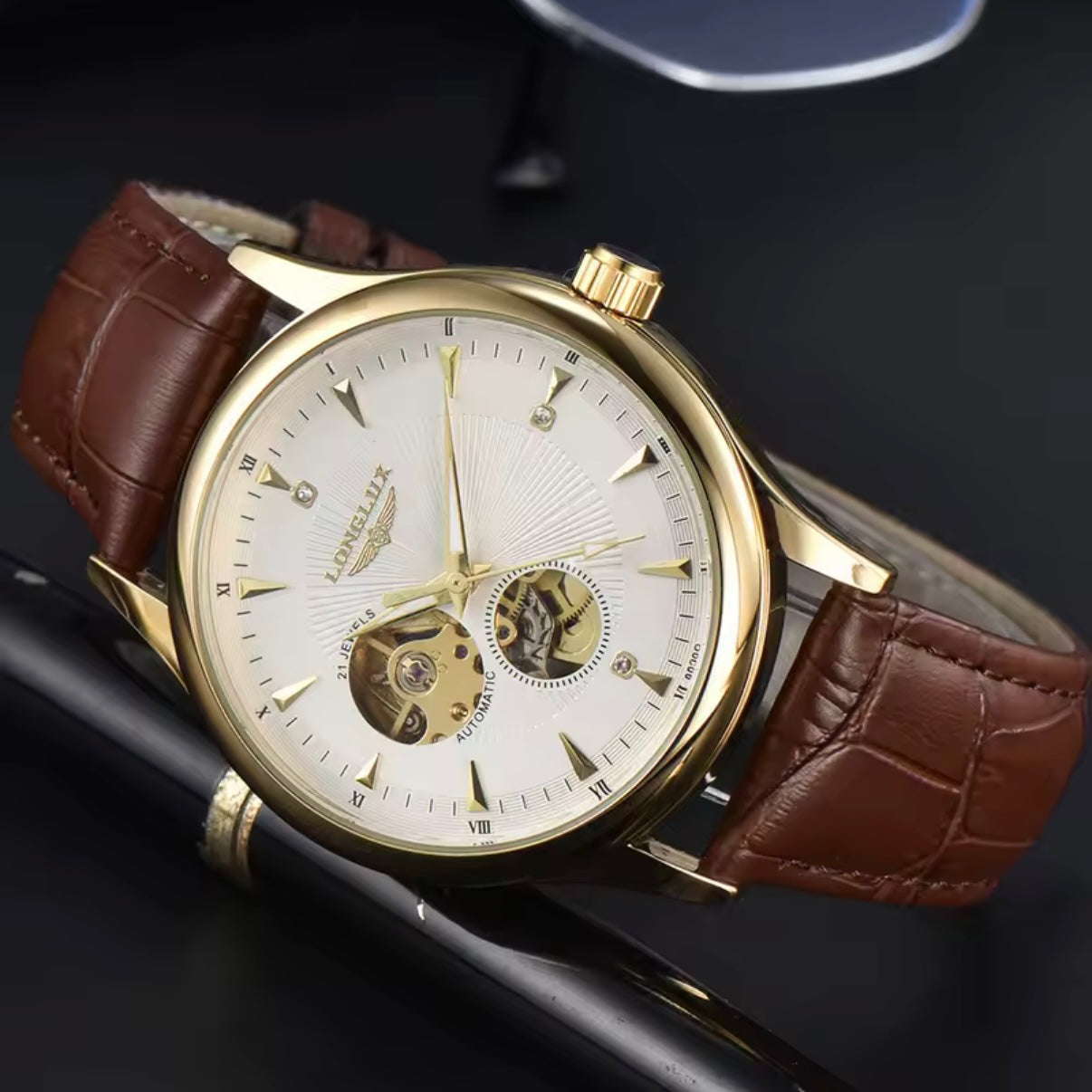 Classic Gold Skeleton Detail Watch
