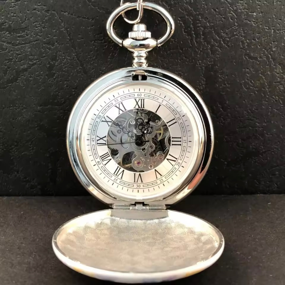 Floral White & Blue Pocket Watch