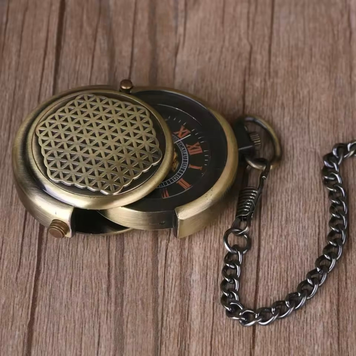 Slide Bronze Mechanical Pocket Watch