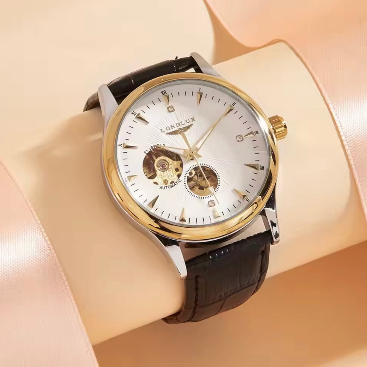 Classic Gold & Silver Skeleton Detail Watch