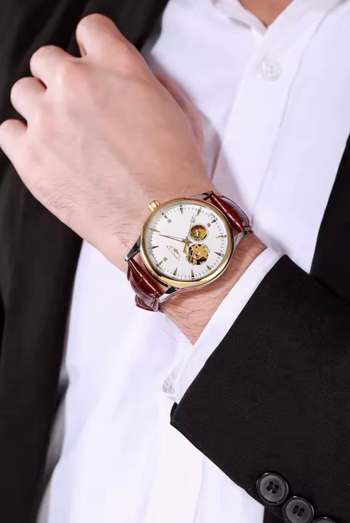 Classic Gold Skeleton Detail Watch