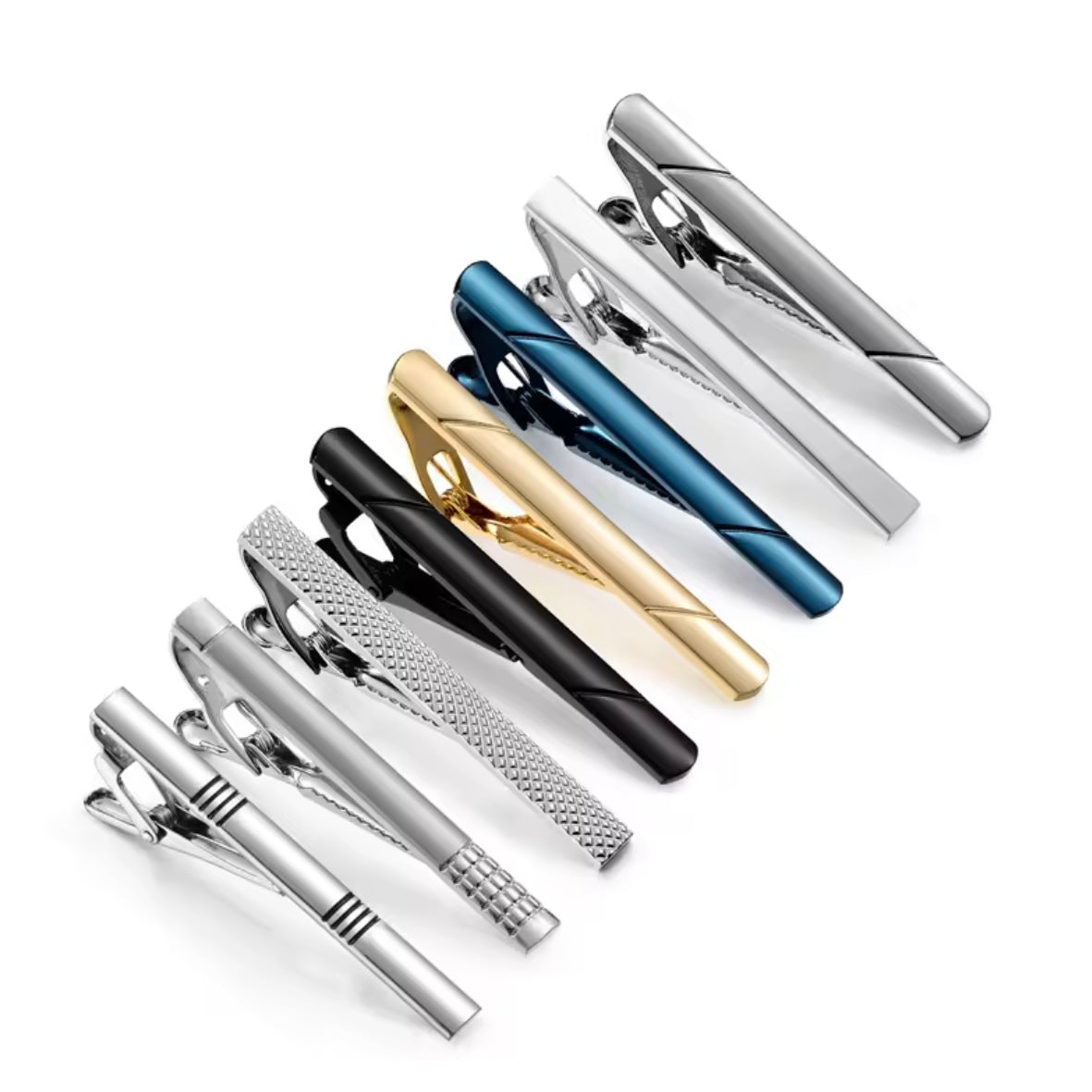 8-Piece Tie Clip Multiple Colour Set