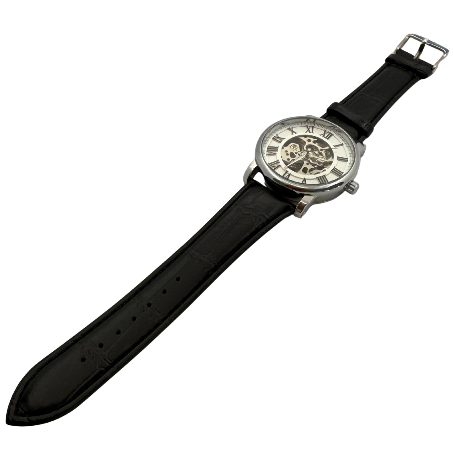 Belhurst Silver Tone Watch - Black Strap