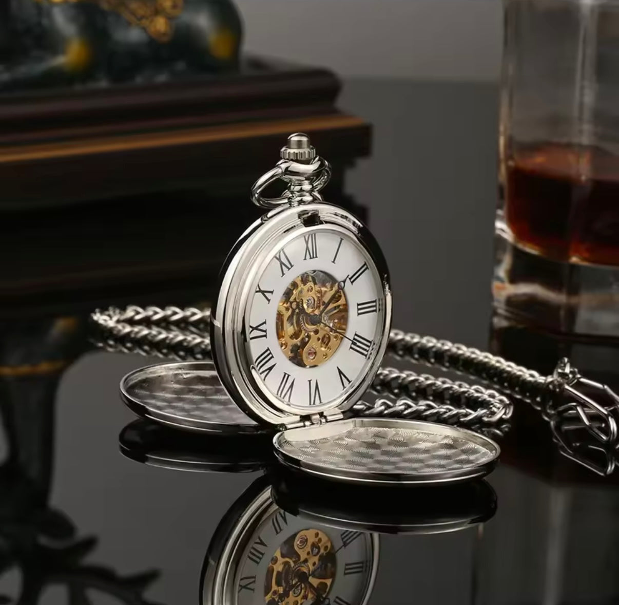 Silver Mechanical Pocket Watch