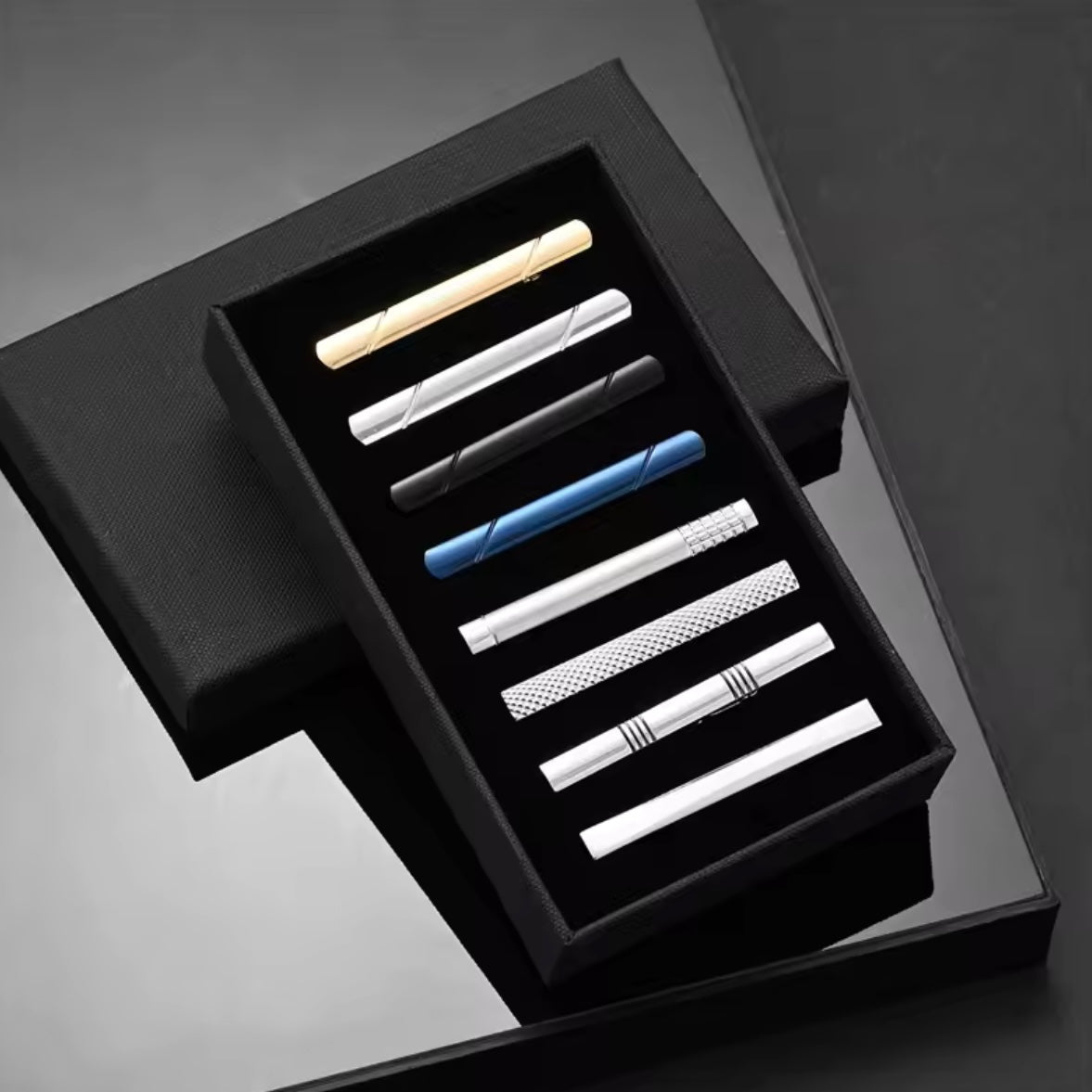 8-Piece Tie Clip Multiple Colour Set