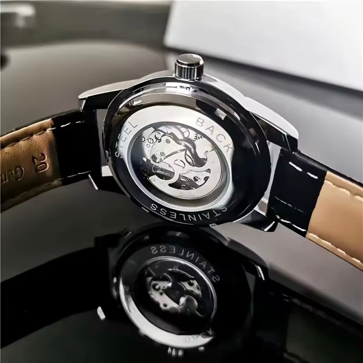 Golden & White Automatic Mechanical Skeleton Watch