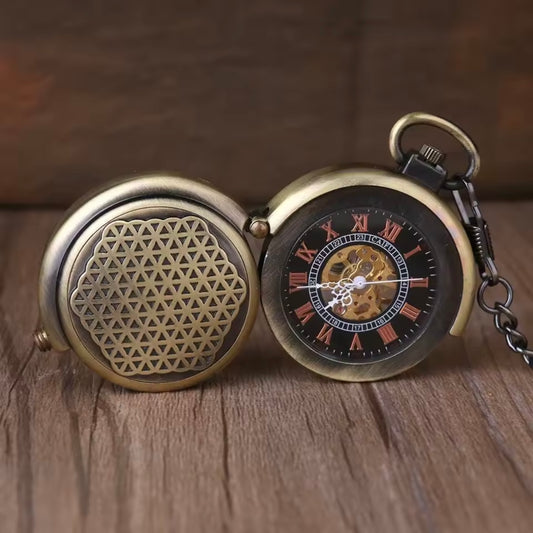 Slide Bronze Mechanical Pocket Watch