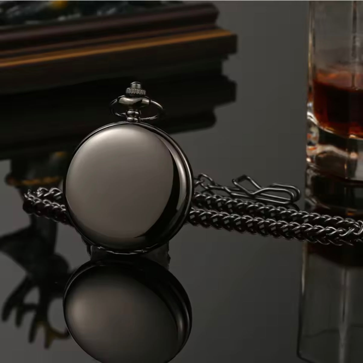 Black Mechanical Pocket Watch