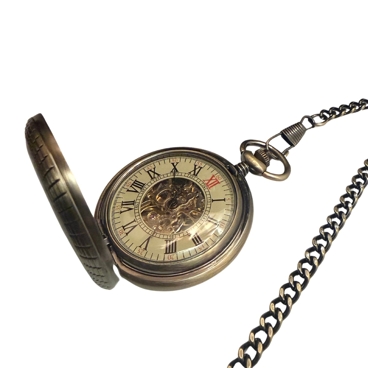 Alderwick Bronze Tone & Wood-Tone Pocket Watch