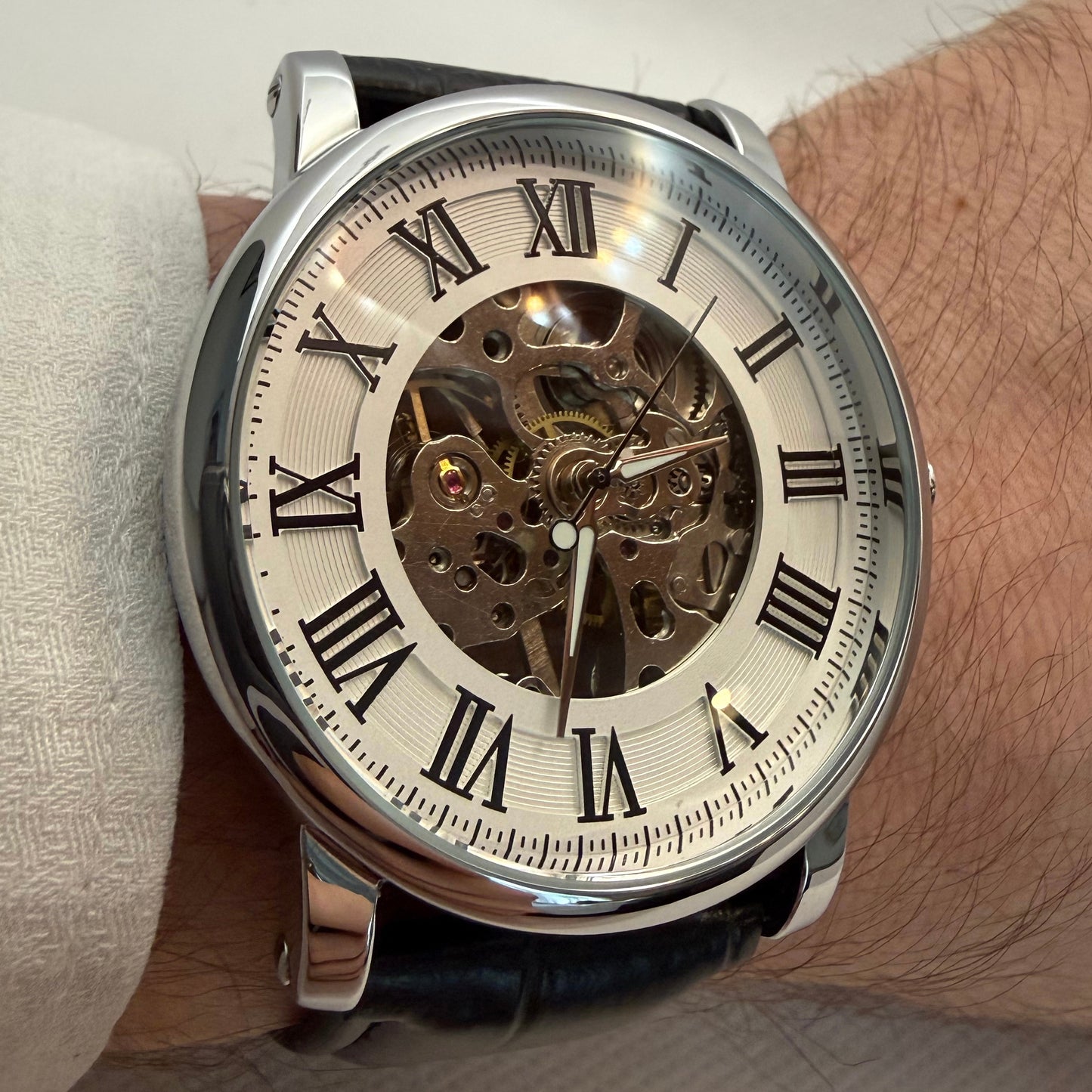 Belhurst Silver Tone Watch - Black Strap