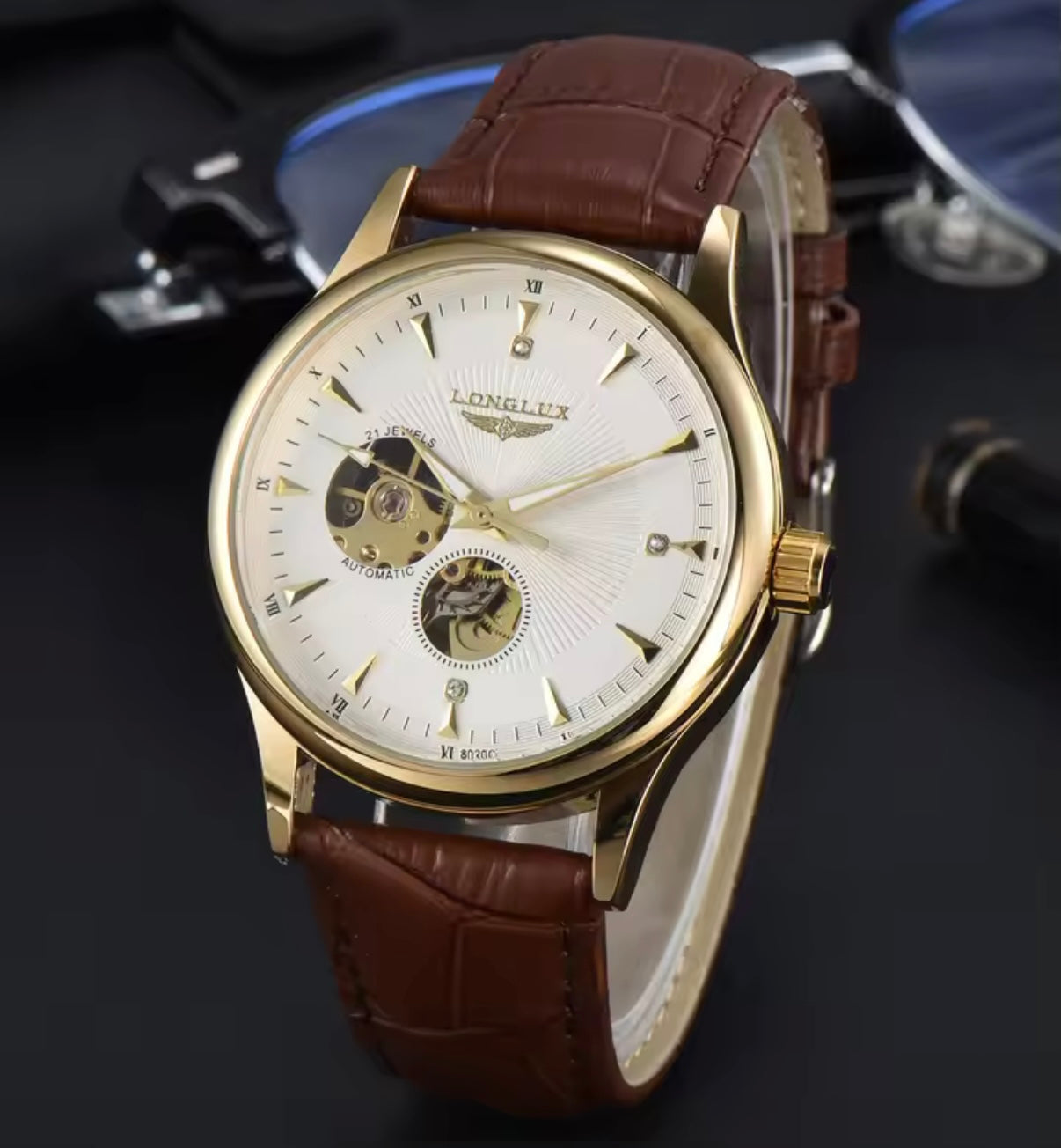 Classic Gold Skeleton Detail Watch