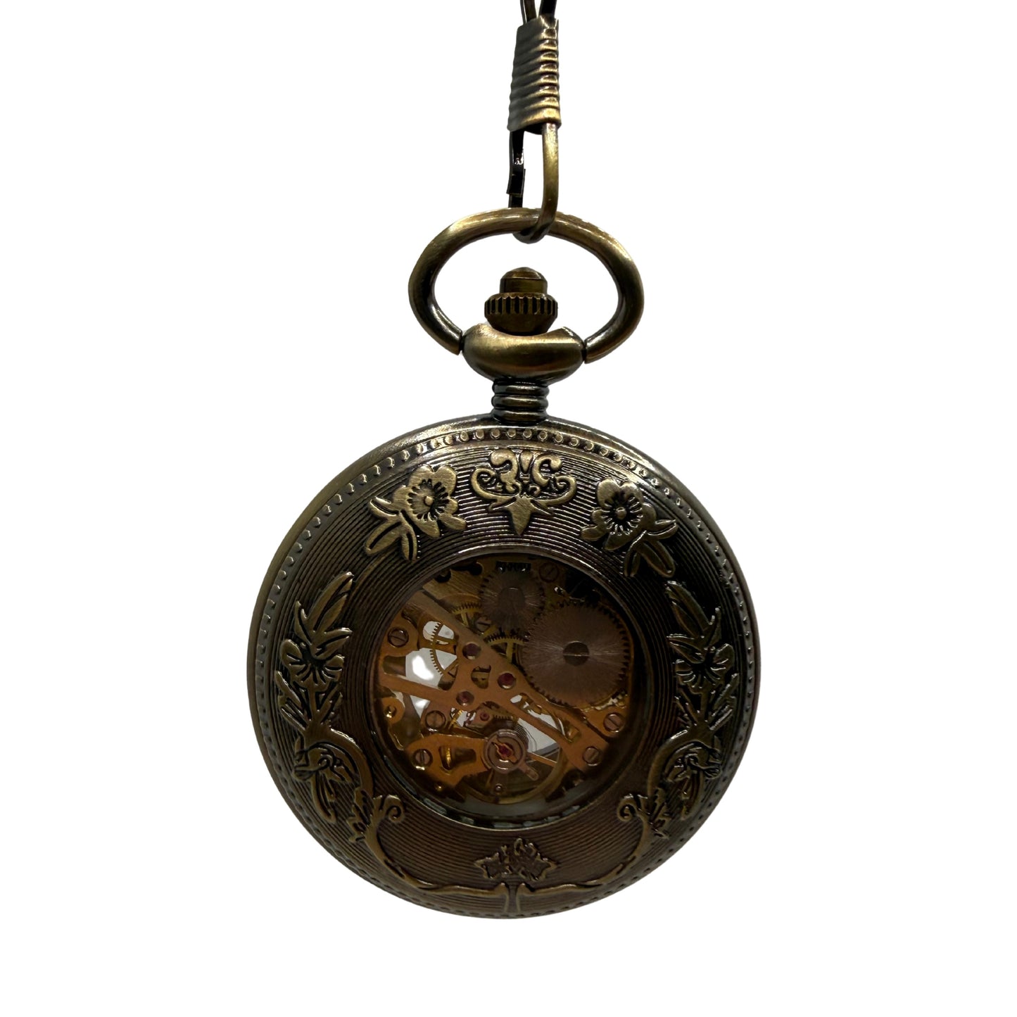 Alderwick Bronze Tone & Wood-Tone Pocket Watch