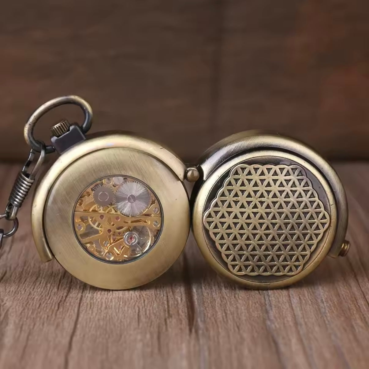 Slide Bronze Mechanical Pocket Watch