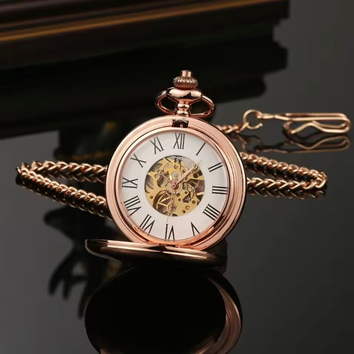 Rose Gold Mechanical Pocket Watch